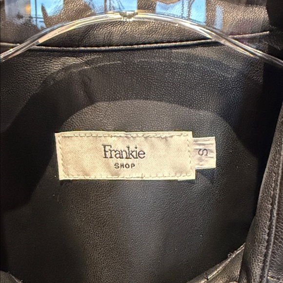 Frankie Shop Black Faux Leather Shirt Jacket - Picture 2 of 3